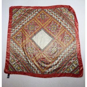 SPECIALTY HOUSE - RED METALLIC GOLD SHIMMER PRINT SQUARE SCARF - 34" X 34"